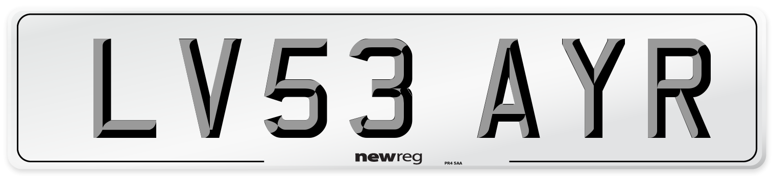LV53 AYR Number Plate from New Reg
